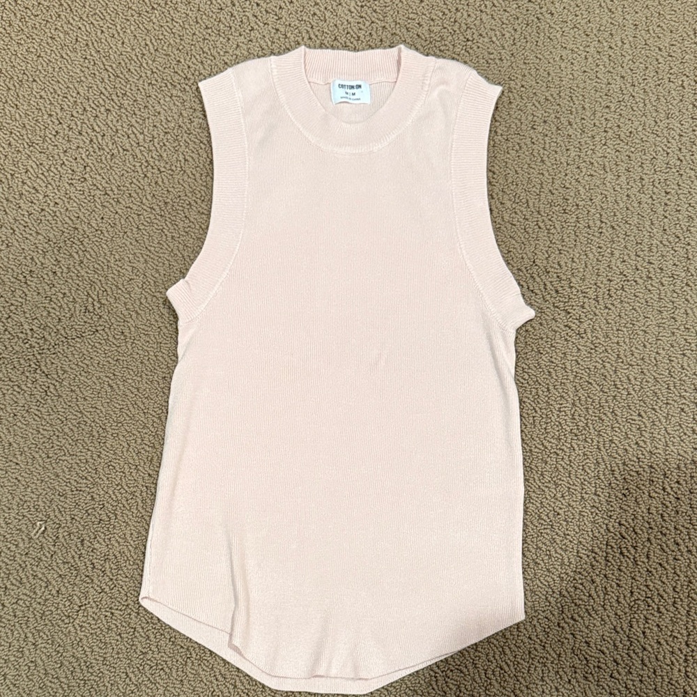 Cotton On Light Pink Ribbed Muscle Tee